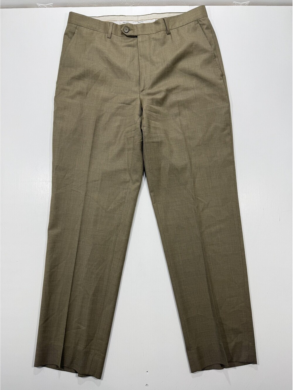Santorelli Romeo Luxury Serge Dress Pants Mens 35 Tan Wool Made Italy
